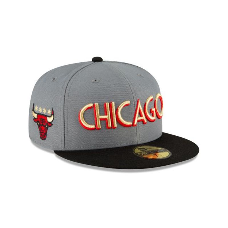 NBA Chicago Bulls City Edition 59Fifty Fitted (AKG8544) - Black New Era Caps